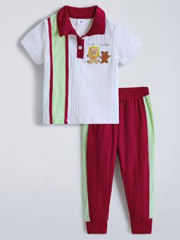 Hopscotch - 2-Pc Textured T-shirt & Jogger