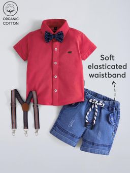 Hopscotch - 2-Pc Bow Tie Cotton Shorts Set