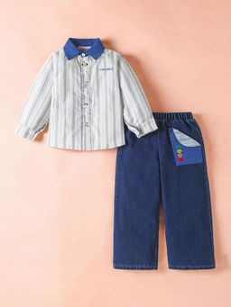 Hopscotch - 2-Pc Vertical Lines Jeans Set