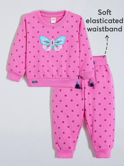 Hopscotch - 2-Pc Butterfly Polka Dot Cotton Jogger Set