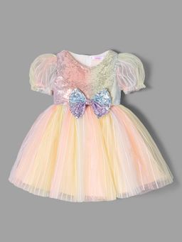 Hopscotch - Bow Applique Tulle Party Dress