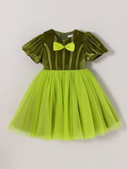 Hopscotch - Bow Detail Velvet Dress