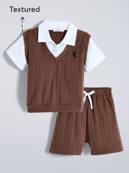Hopscotch - 2-Pc Classic Textured T-shirt & Shorts