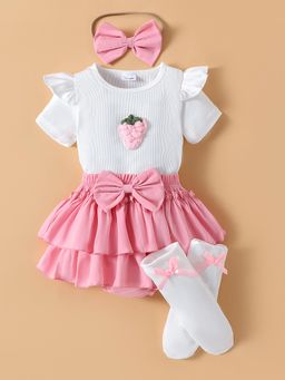 Hopscotch - 2-Pc 3D Applique Ruffled Onesie & Skirt