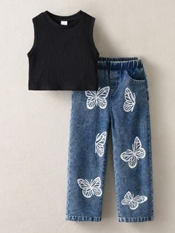 Hopscotch - 2-Pc Butterfly Jeans & Blouse