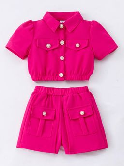 Hopscotch - 2-Pc Button Embellished Shorts Set