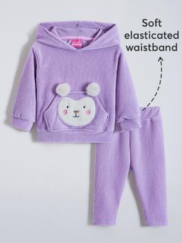 Hopscotch - 2-Pc Bear Face Hooded Pants Set