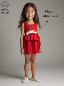 Hopscotch - Cotton Floral Applique Dress