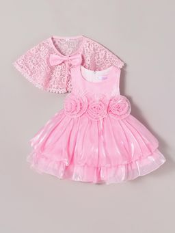 Hopscotch - Rose Detail Dress with Lace Cape