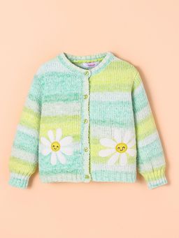 Hopscotch - Daisy Embroidered Striped Cardigan