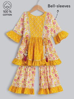 Hopscotch - 2-Pc Ruffle Embellished Kurti & Sharara