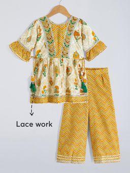 Hopscotch - 2-Pc Floral Lace Trim Ethnic Set