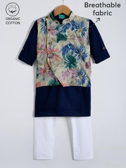 Hopscotch - 3-Pc Pure Cotton Floral Kurta Set