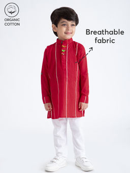 Hopscotch - 2-Pc Pintuck Parrot Button Kurta Set