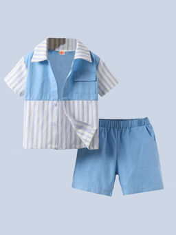 Hopscotch - 2-Pc Pinstripe Panel Shorts Set