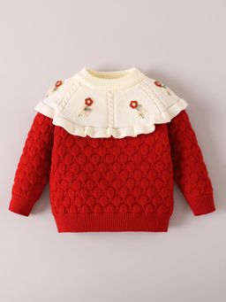 Hopscotch - Floral applique Textured Sweater