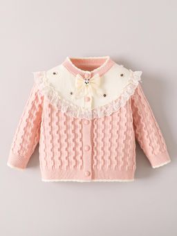Hopscotch - Lace Collar Cable Knit Sweater