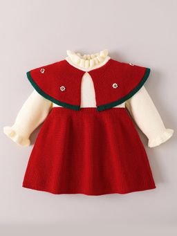 Hopscotch - Cape Collar Embroidered Knit Dress