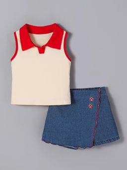 Hopscotch - 2-Piece Solid Blouse and Shorts