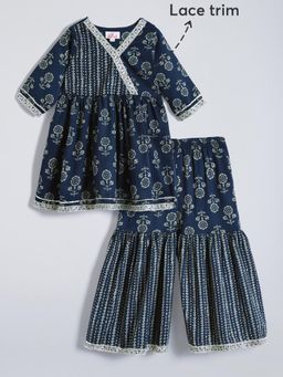 Hopscotch - 2-Pc Lace Embellished Cotton Sharara Set