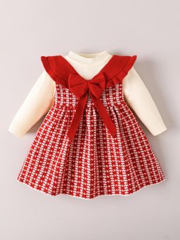 Hopscotch - Houndstooth Bow Applique Dress