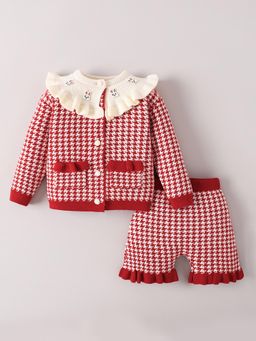 Hopscotch - 2-Pc Houndstooth Peter Pan Collar Shorts Set