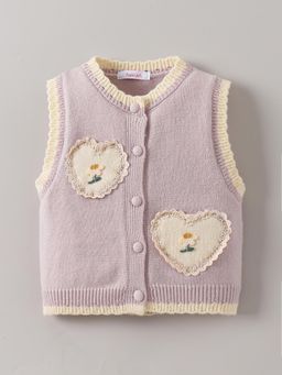 Hopscotch - Floral Heart Patch Knit Sweater