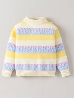 Hopscotch - Textured Striped Cable Knit Sweater