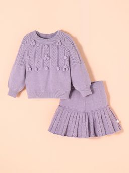 Hopscotch - 2-Pc Cozy Textured Applique Skirt Set