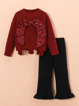 Hopscotch - 2-Pc Pom-Pom Sequin Pant Set