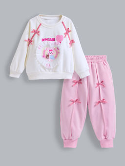 Hopscotch - 2-Pc Bunny Bear Bow Detail Jogger Set