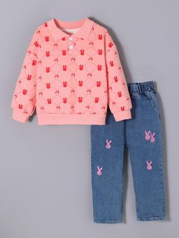 Hopscotch - 2-Pc Bunny Scatter Jeans Set