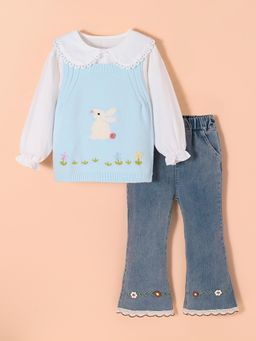 Hopscotch - 3-Pc Bunny Garden Jeans Set