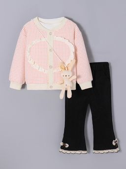 Hopscotch - 2-Pc Textured Rabbit Ruffle Pants Set