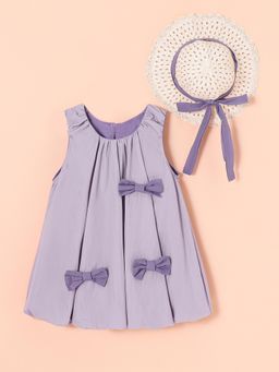 Hopscotch - Cascading Bow Dress Woven Hat Duo