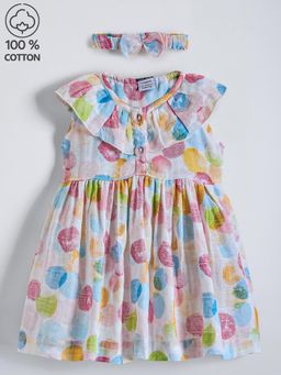 Hopscotch - Polka Dot Ruffled Collar Dress