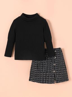 Hopscotch - 2-Pc Textured T-shirt & Skirt