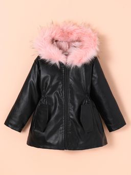 Hopscotch - Fur Applique Hooded Coat