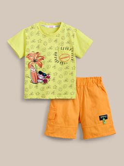 Hopscotch - 2-Pc Palm Tree Cotton Shorts Set