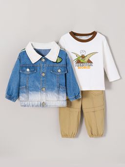 Hopscotch - 3-Pc Dino Applique Pant Set