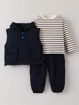 Hopscotch - 3-Pc Striped Ribbed Pant Set