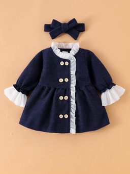 Hopscotch - Textured Ruffled Long Coat