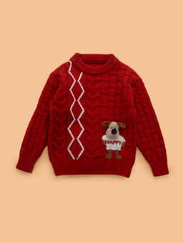 Hopscotch - Happy Dog Cable Knit Sweater