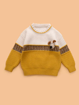 Hopscotch - Colorblock Puppy Applique Sweater