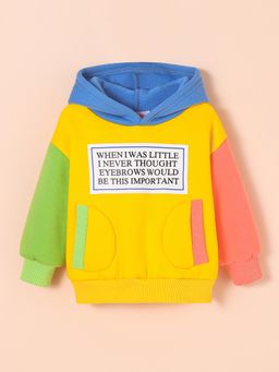 Hopscotch - Boys Yellow Text Print Full-Sleeve Hooded Sweatshirt