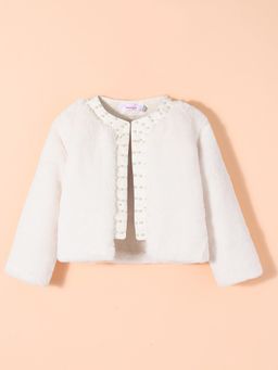 Hopscotch - Pearl Fuzzy Cropped Jacket