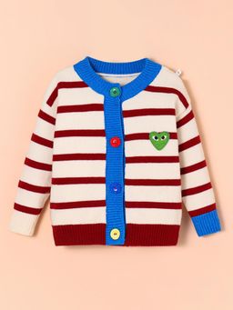 Hopscotch - Heart Patch Striped Cardigan