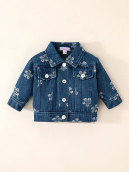 Hopscotch - Floral Stitched Denim Jacket