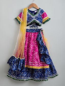 Hopscotch - 3-Pc Bandhani Ruffled Lehenga Choli Set