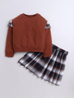 Hopscotch - 2-Pc Plaid Autumn Blouse & Skirt